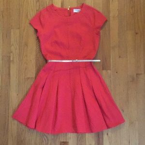 Almari Vintage Coral Pleated Dress Size 8